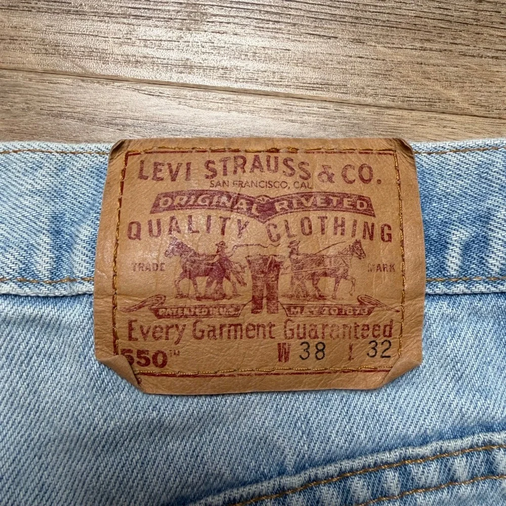 Vintage Levi's 550 Jean Shorts Mens 38 Blue Relaxed Fit Cut Off Made in USA